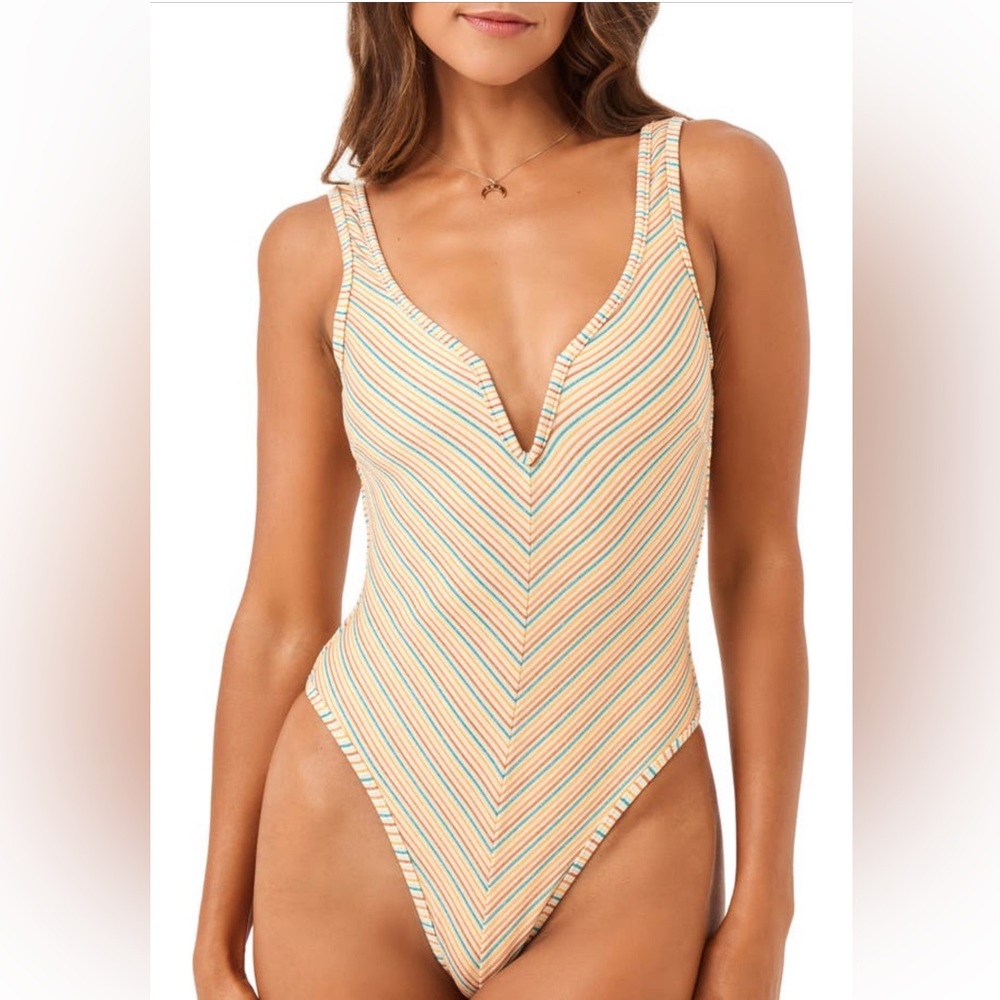 L*Space Shimmer Stripe Coco One Piece - Riviera Beach Shimmer Stripe Size S